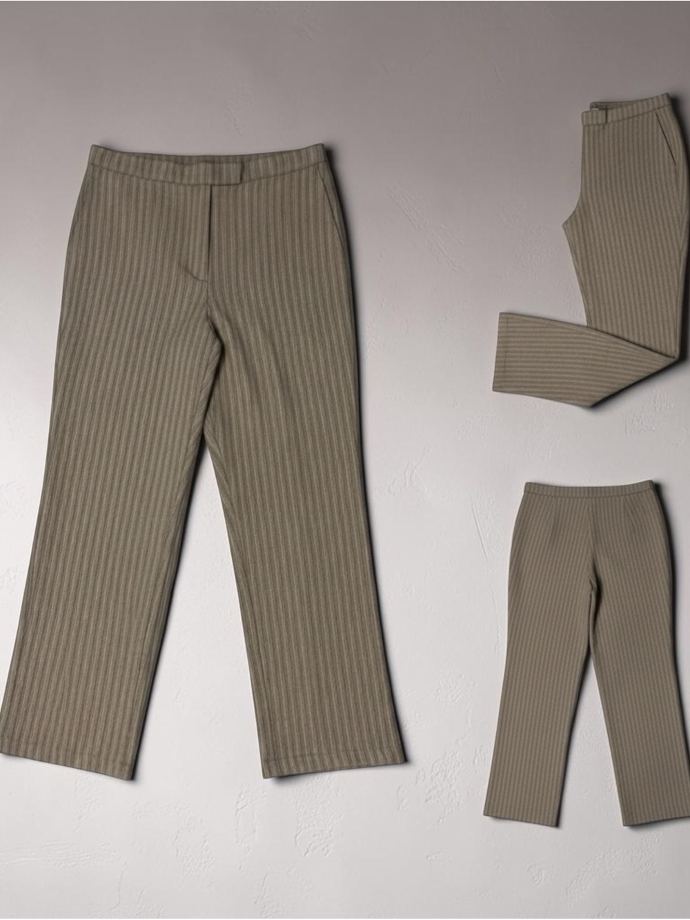 Vintage Sag Harbor Brown/Tan Pinstripe Straight Leg Trousers - Size 16